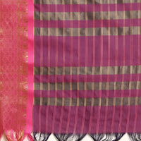 Studio close-up of navy checkered pallu and gold edge glint