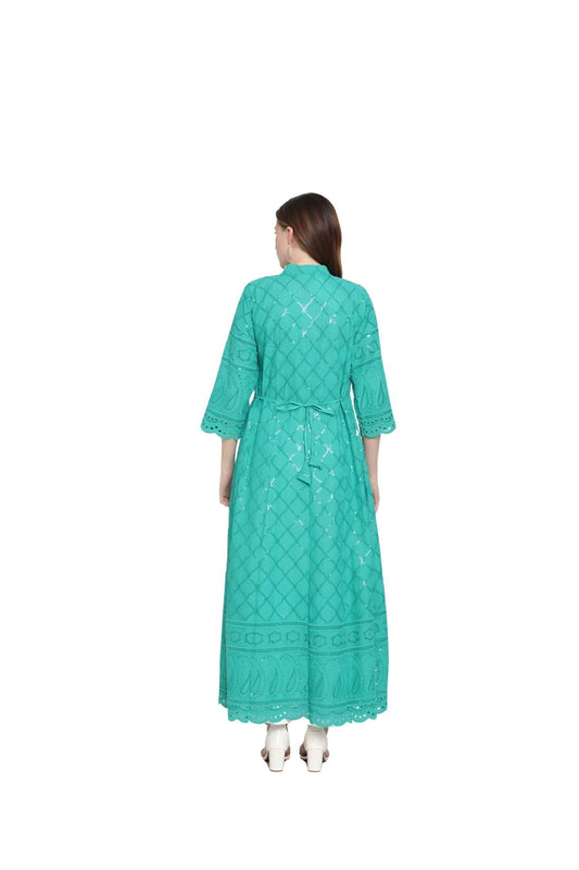 Clear back view highlighting embroidery