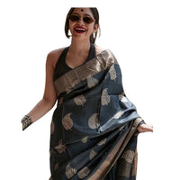 Saree displayed in clear front pose for details