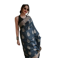 Saree displayed in clear front pose for details