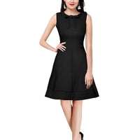 Front-facing view of the Nocturne Bloom black sleeveless dress without background
