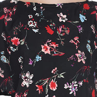 view of black floral full-length gown 