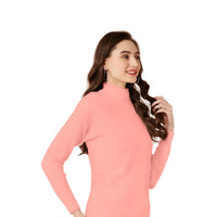 Left view of peach polyester full sleeve tee