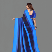 Close-up of cosmic wave print on Ocean Midnight saree