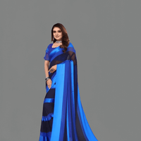 Unstitched blouse fabric for Ocean Midnight saree – custom tailoring