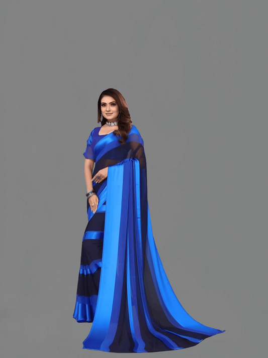 Unstitched blouse fabric for Ocean Midnight saree – custom tailoring