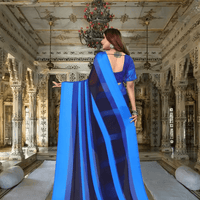 Unstitched blouse fabric for Ocean Midnight saree – custom tailoring