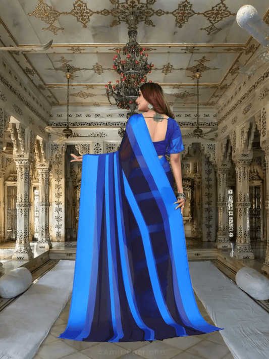 Unstitched blouse fabric for Ocean Midnight saree – custom tailoring
