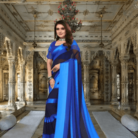 Close-up of cosmic wave print on Ocean Midnight saree