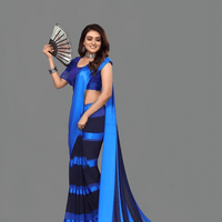 Blue and black ombre saree twirling – Ocean Midnight dual-tone drape