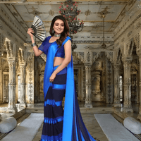 Blue and black ombre saree twirling – Ocean Midnight dual-tone drape