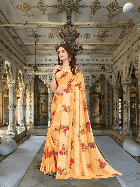 Same beige saree styled for work and puja