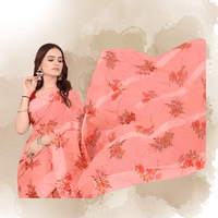 Detailed view of floral prints on saree pallu – no pattern breaks