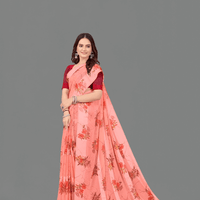 Close-up of satin patta fabric texture with floral prints