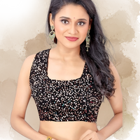 Unstitched blouse piece for peach Lycra saree - ready for tailoring