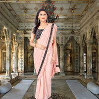 Soft peach Lycra saree with matching blouse - versatile day-to-night wear