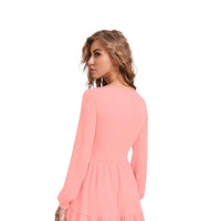  Back view with no background highlighting the simplicity and charm of the Peach Serenade dress