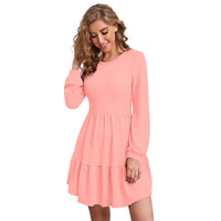  Front view of Peach Serenade dress with no background showcasing its elegance