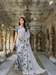White floral georgette saree in blooming – ethereal elegance