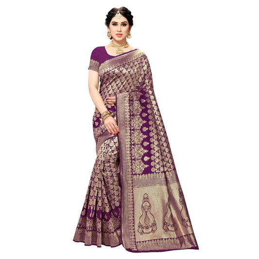 Studio-lit capture focusing on the luxurious Jacquard weave in purple and gold