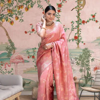 Front angle showing peach silk radiance in majestic setting