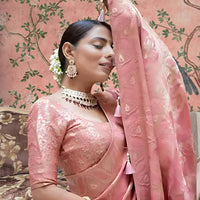 Pallu close-up in palace room glowing with embellishment
