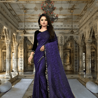 Young professional wearing purple floral Lycra saree for corporate meetings