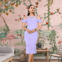 Front view of BTS-purple dress, vibrant and ready for the spotlight