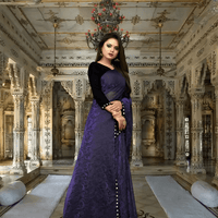 Stylish purple floral Lycra saree in office setting - elegant professional attire