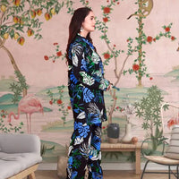 Left profile capturing sleeve detailing and silhouette
