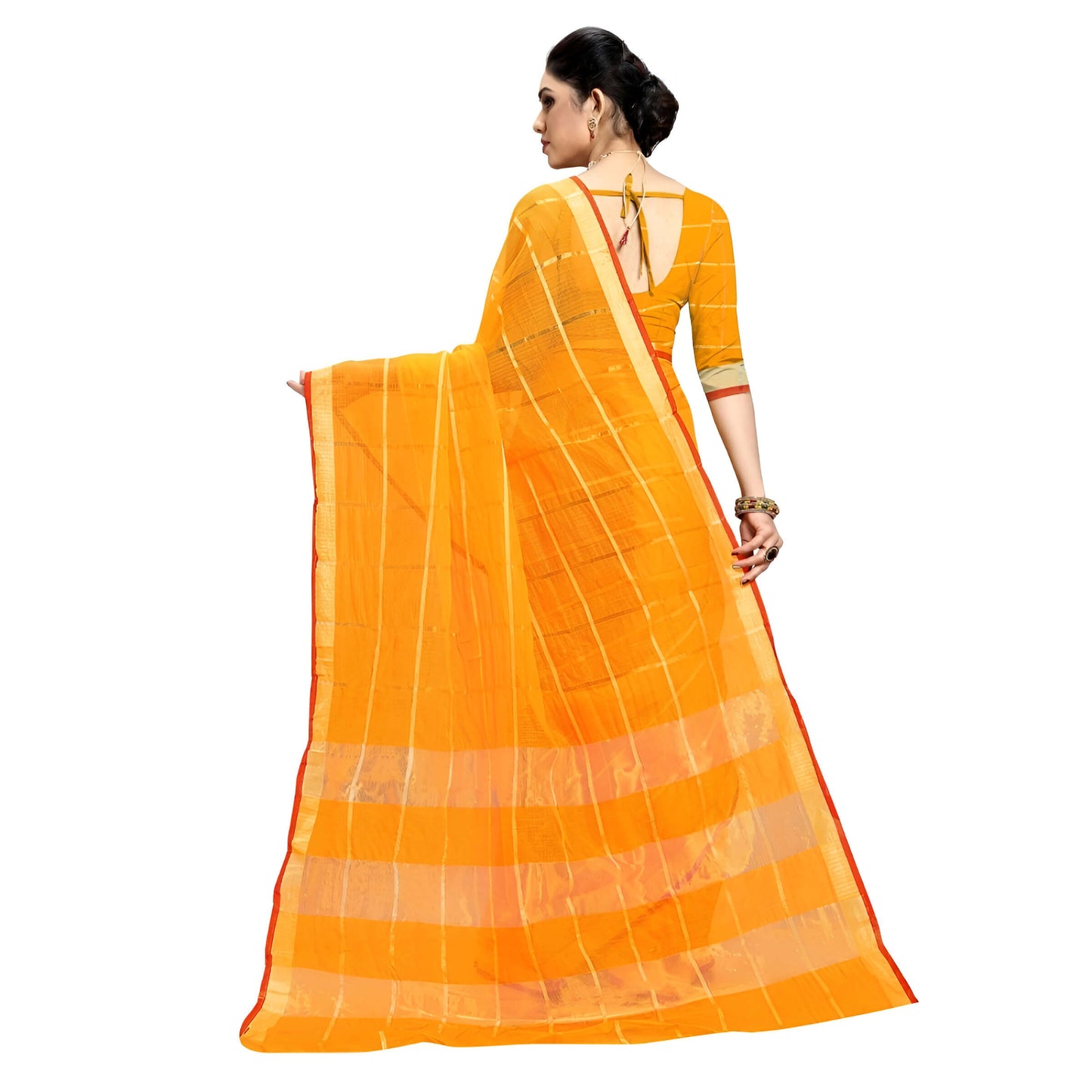 Neatly spread Kota Doria saree with visible check pattern and fine border detail
