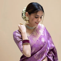 Studio front image showing silk texture and blouse combo