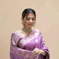 Studio front image showing silk texture and blouse combo