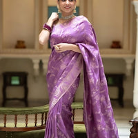 Studio front image showing silk texture and blouse combo