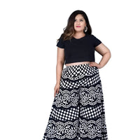  Isolated front view of flared black cotton palazzo