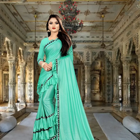 Rama Ivory plain Lycra saree with matching blouse - versatile basic