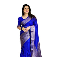 Studio front shot with crisp pleating in soft Lichi silk – white background