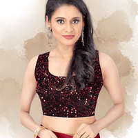 Unstitched blouse piece for scarlet red Lycra saree