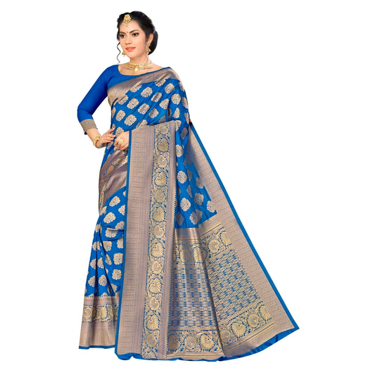 Golden border and motif detailing on Banarasi silk captured in close-up shot