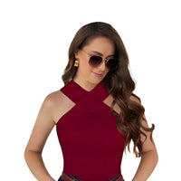 Maroon hosiery western T-shirt front view on white background