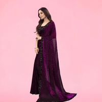 Close-up of wine floral saree pallu – elegant print