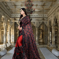 Saree draped with thigh-high slit for bold party look