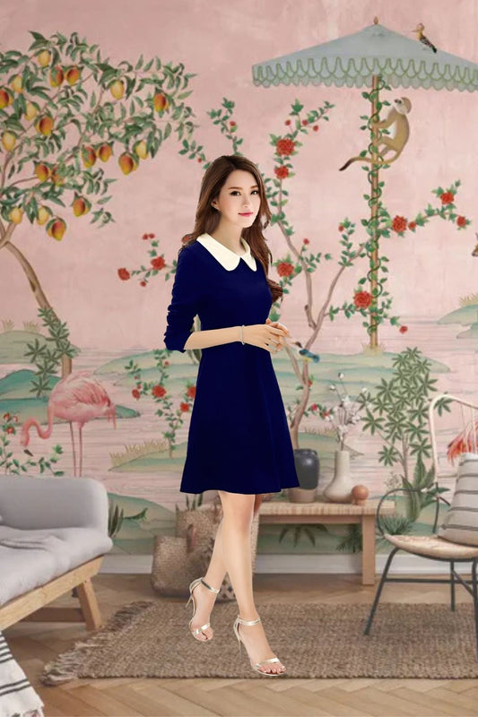 White collar closeup against deep navy