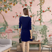 Back view – monochrome navy with floating collar design