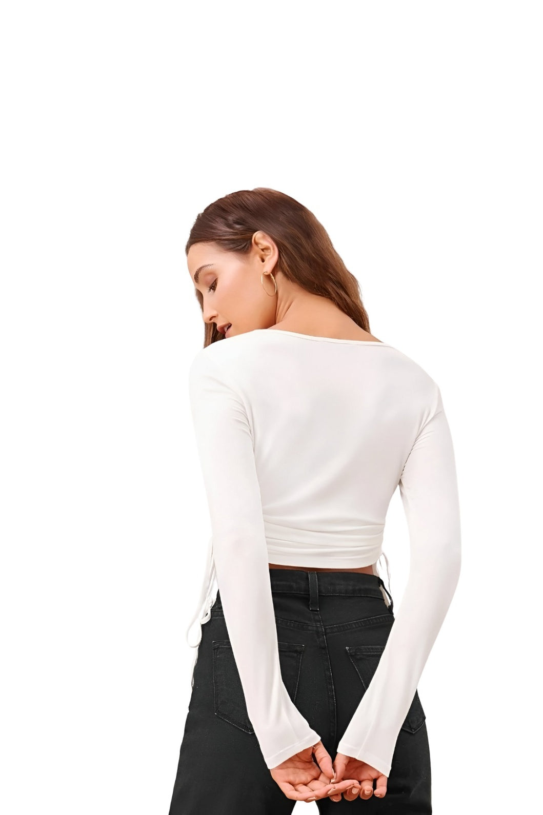 Back studio view of CELESTINA white solid top