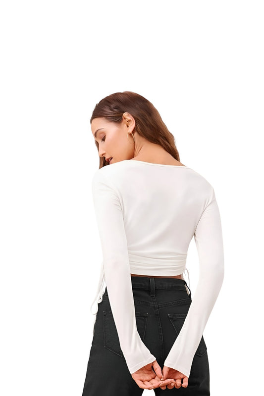 Back studio view of CELESTINA white solid top