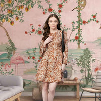 Front view: Florals like faded ink on clay