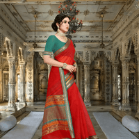 Close-up of pallu and borders, threads shimmering like vintage brocade