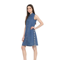  Side silhouette highlighting knee-length cut