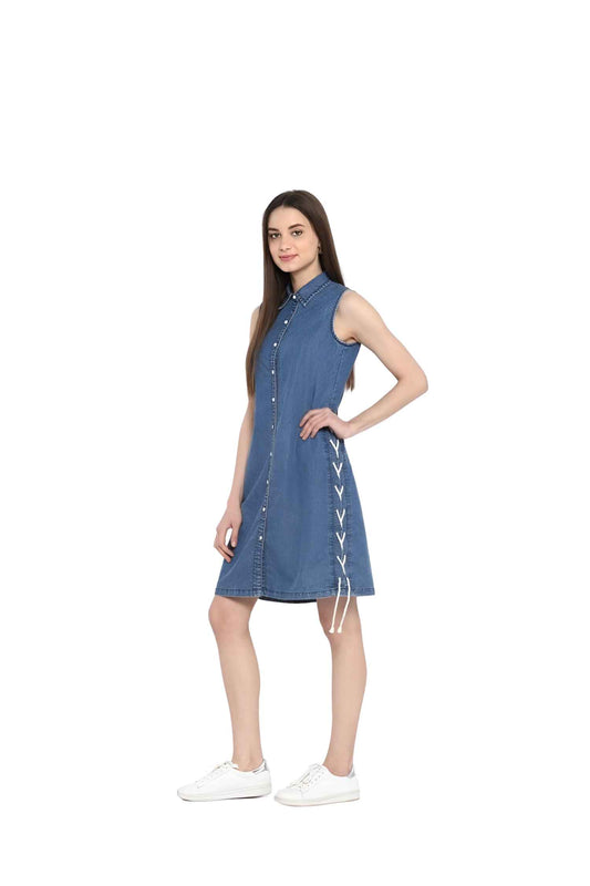  Side silhouette highlighting knee-length cut